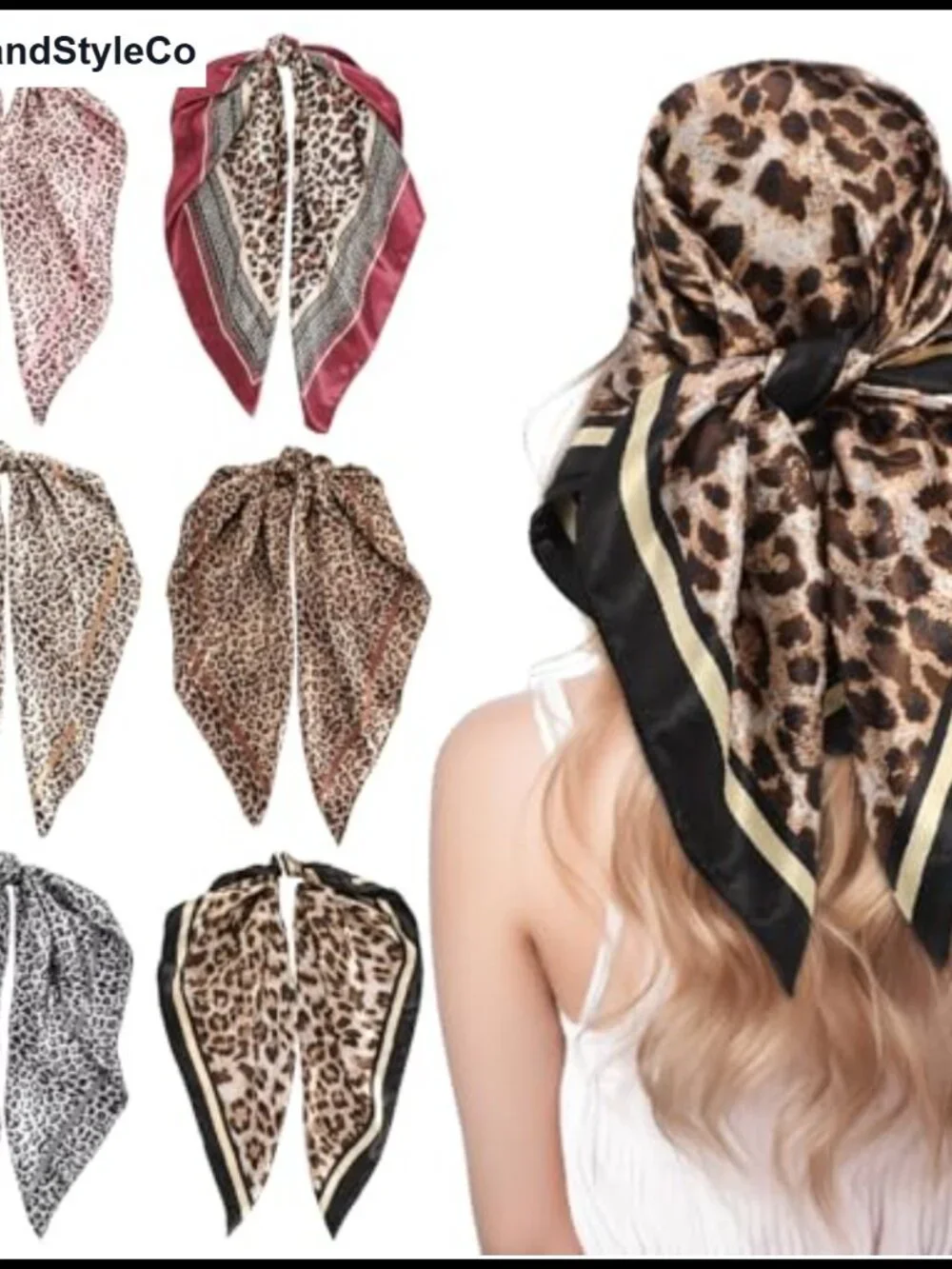 Women's Large Satin Square Scarf Silk Feel Wrap Head Scarf